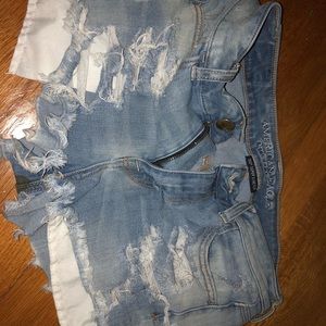 Light wash denim shorts